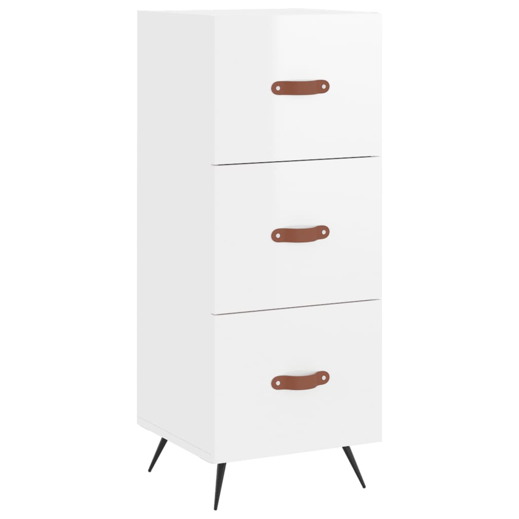 Highboard High Gloss White 34.5x34x180 cm Engineered Wood