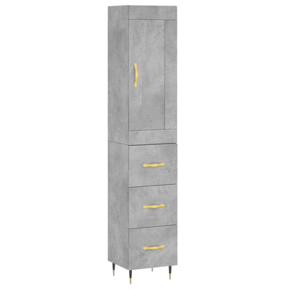 Highboard Concrete Grey 34,5x34x180 cm Engineered Wood