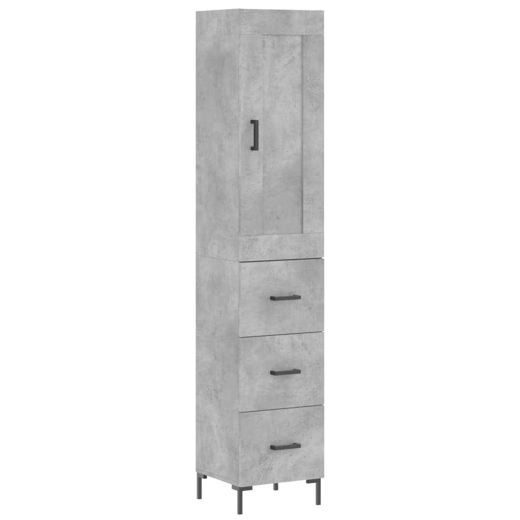 Highboard Concrete Grey 34,5x34x180 cm Engineered Wood