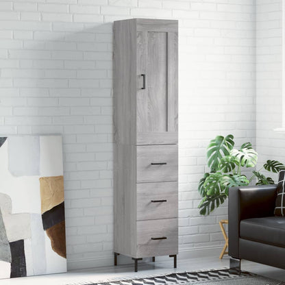 Highboard Grey Sonoma 34.5x34x180 cm Engineered Wood