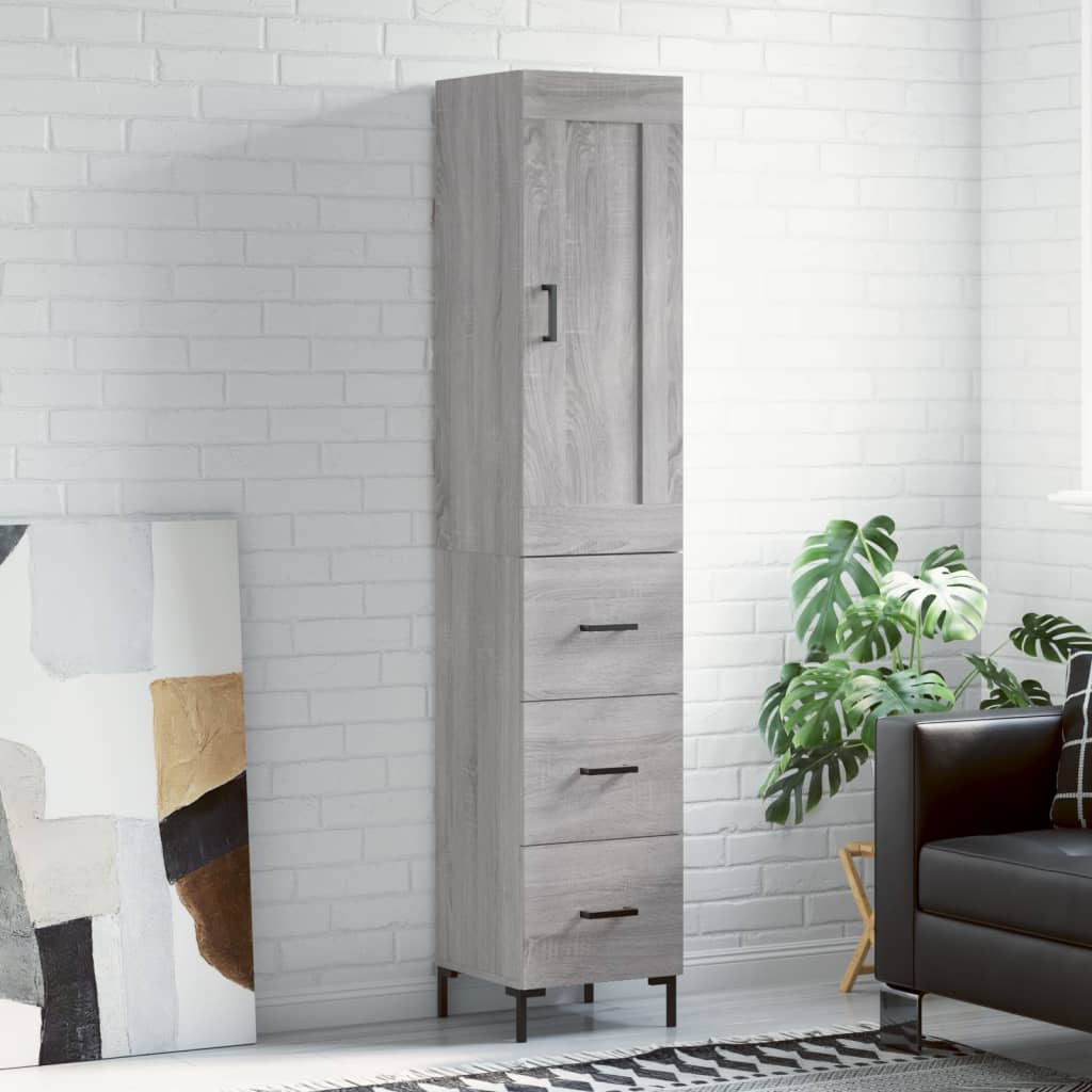 Highboard Grey Sonoma 34,5x34x180 cm Engineered Wood