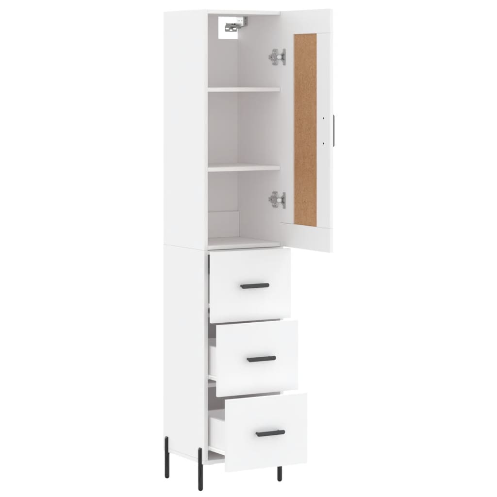 Highboard White 34.5x34x180 cm Engineered Wood