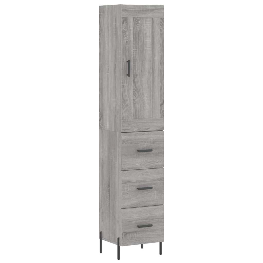 Highboard Grey Sonoma 34.5x34x180 cm Engineered Wood