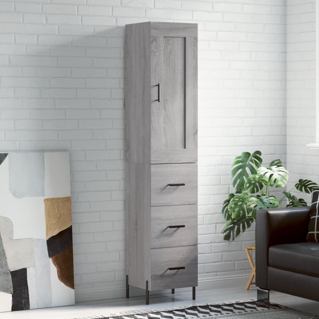 Highboard Grey Sonoma 34.5x34x180 cm Engineered Wood
