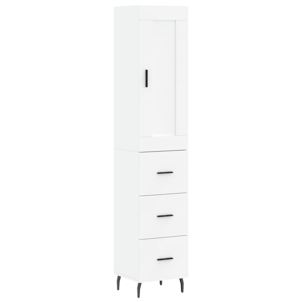 Highboard White 34,5x34x180 cm Engineered Wood