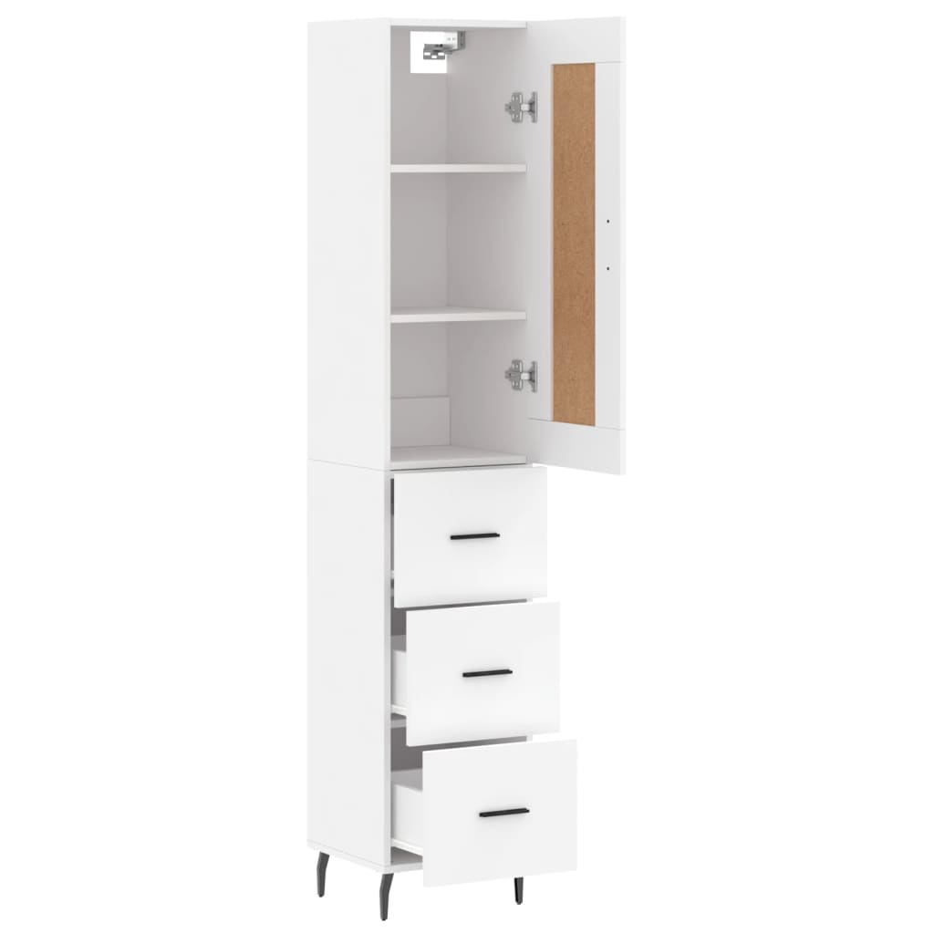 Highboard White 34,5x34x180 cm Engineered Wood
