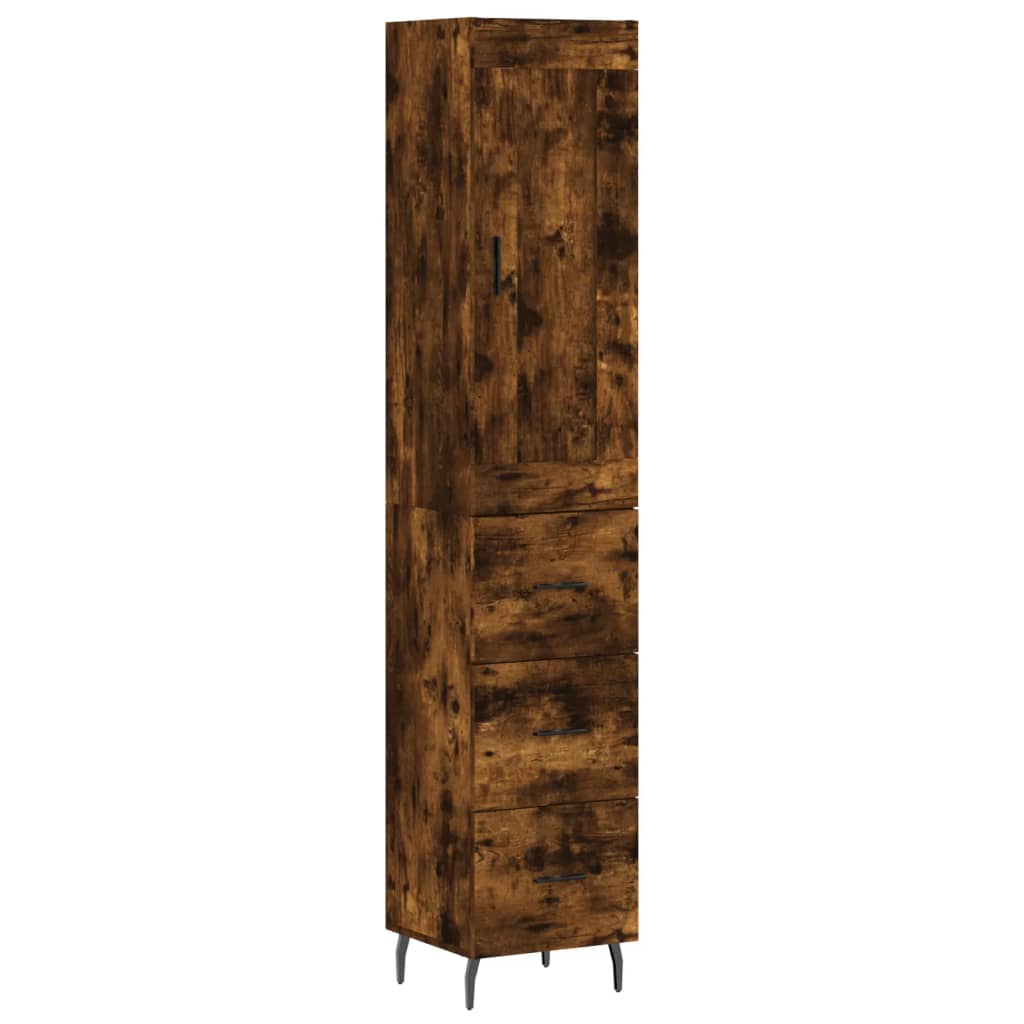Highboard Smoked Oak 34.5x34x180 cm Engineered Wood
