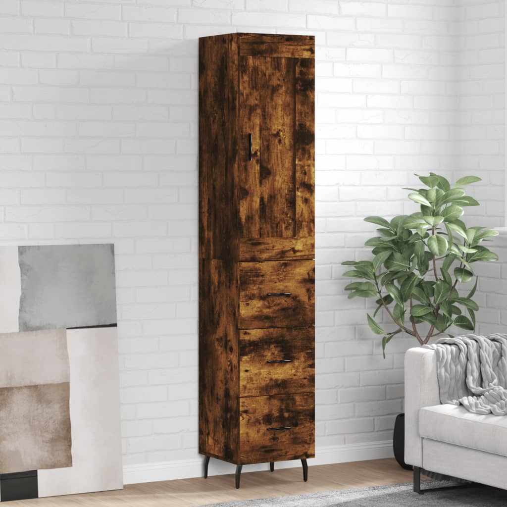 Highboard Smoked Oak 34.5x34x180 cm Engineered Wood