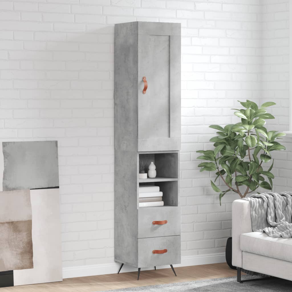 Highboard Concrete Grey 34.5x34x180 cm Engineered Wood