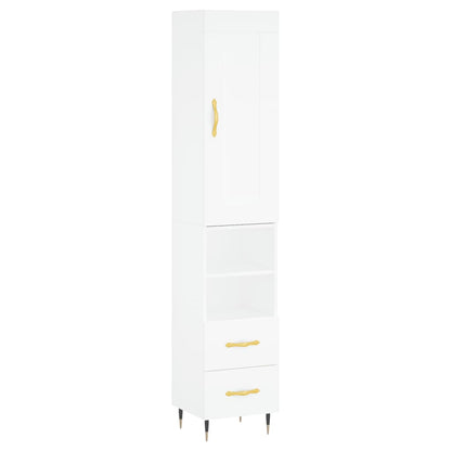 Highboard White 34.5x34x180 cm Engineered Wood