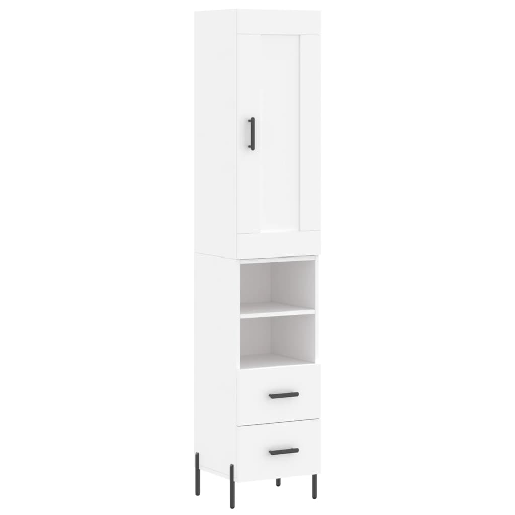Highboard White 34.5x34x180 cm Engineered Wood