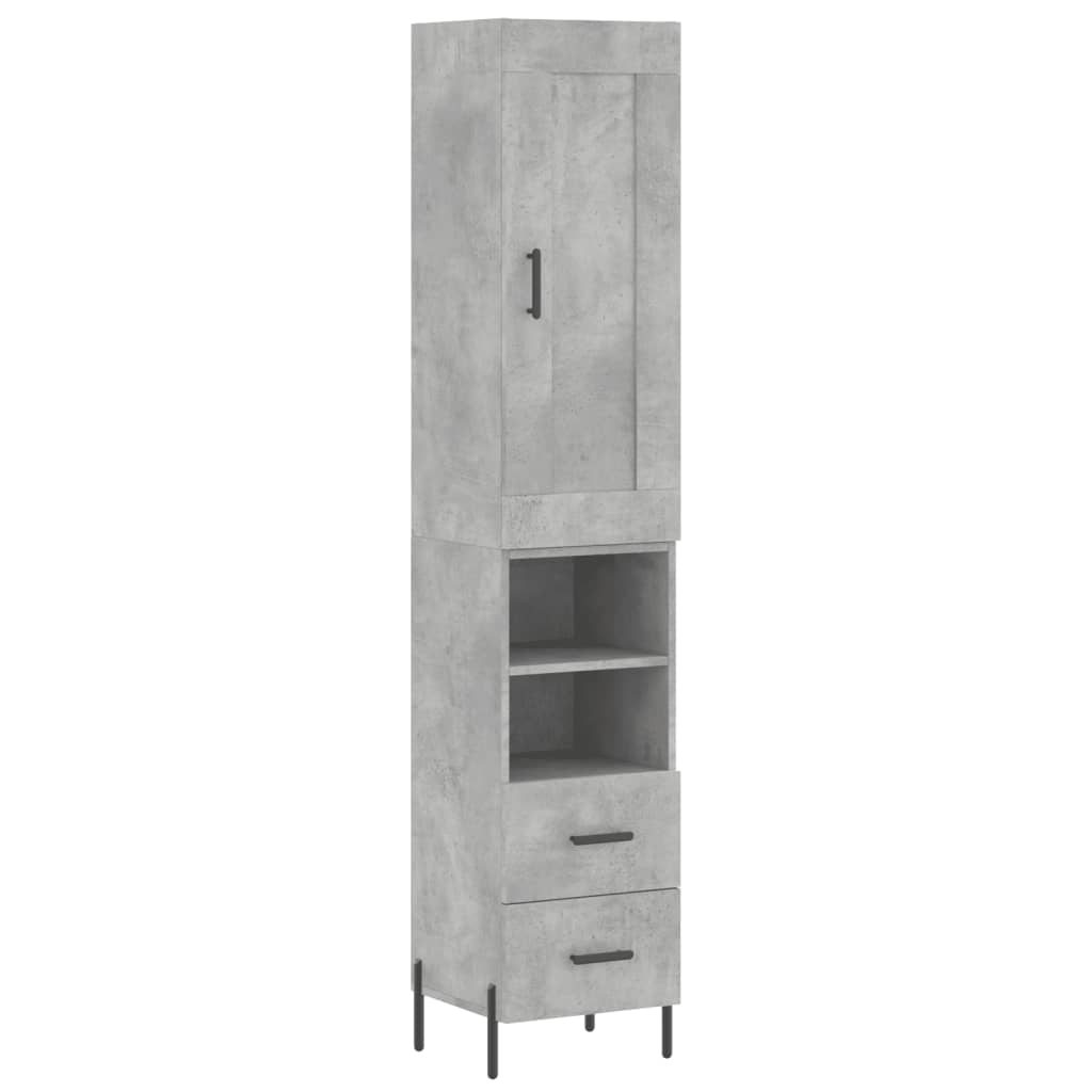 Highboard Concrete Grey 34.5x34x180 cm Engineered Wood