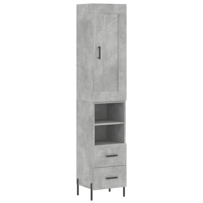 Highboard Concrete Grey 34.5x34x180 cm Engineered Wood