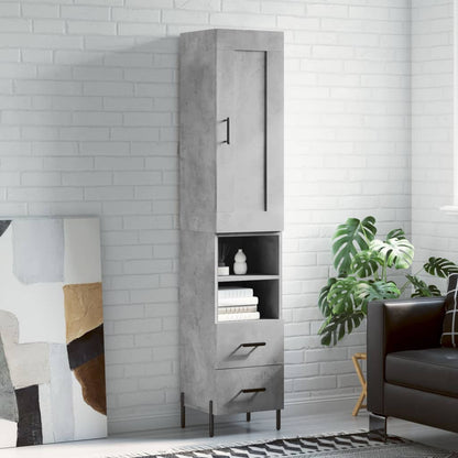 Highboard Concrete Grey 34.5x34x180 cm Engineered Wood