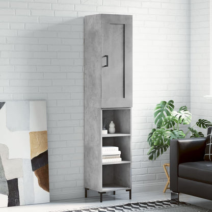 Highboard Concrete Grey 34,5x34x180 cm Engineered Wood