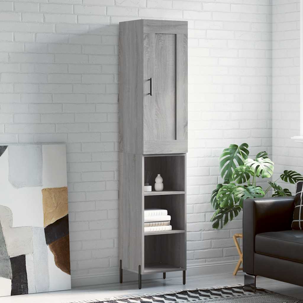 Highboard Grey Sonoma 34.5x34x180 cm Engineered Wood