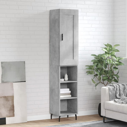 Highboard Concrete Grey 34.5x34x180 cm Engineered Wood