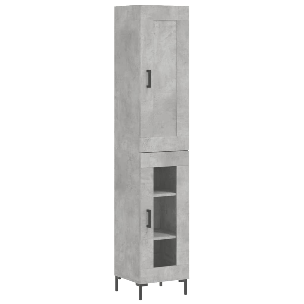 Highboard Concrete Grey 34,5x34x180 cm Engineered Wood