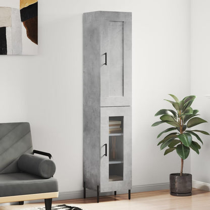 Highboard Concrete Grey 34.5x34x180 cm Engineered Wood
