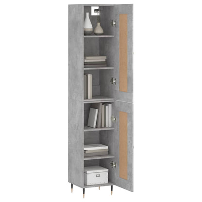Highboard Concrete Grey 34.5x34x180 cm Engineered Wood
