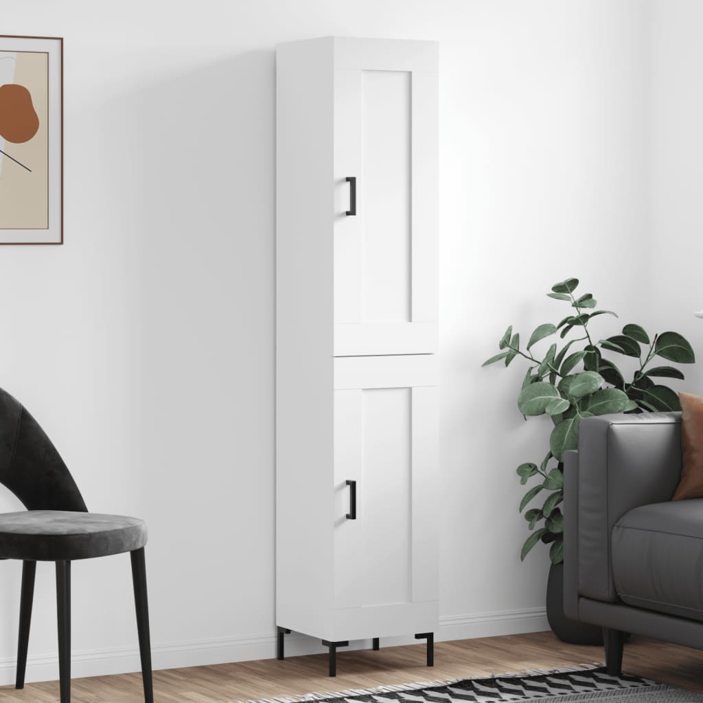 Highboard White 34.5x34x180 cm Engineered Wood