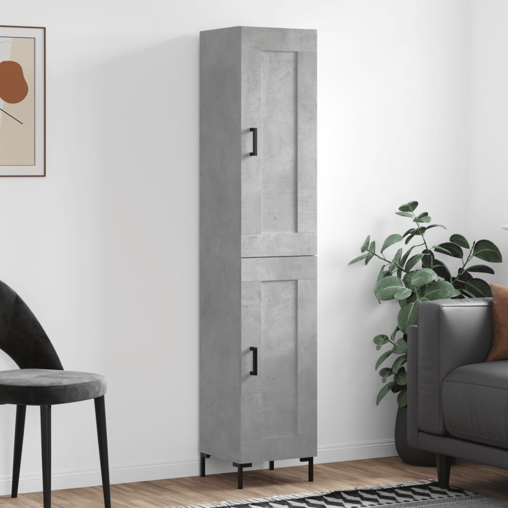 Highboard Concrete Grey 34,5x34x180 cm Engineered Wood