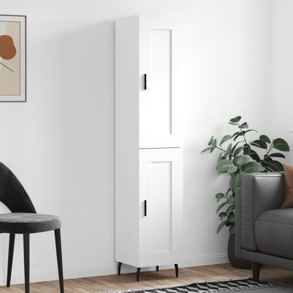 Highboard White 34.5x34x180 cm Engineered Wood