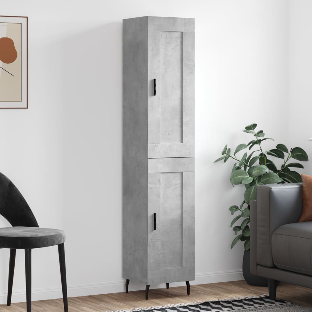 Highboard Concrete Grey 34.5x34x180 cm Engineered Wood