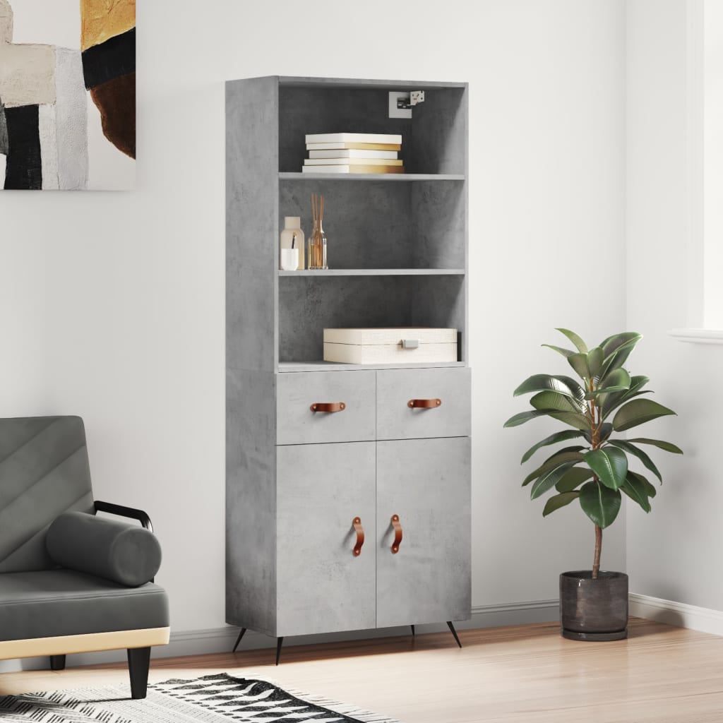 Highboard | Concrete grey | Engineered wood, Metal | Bigger | Highboard