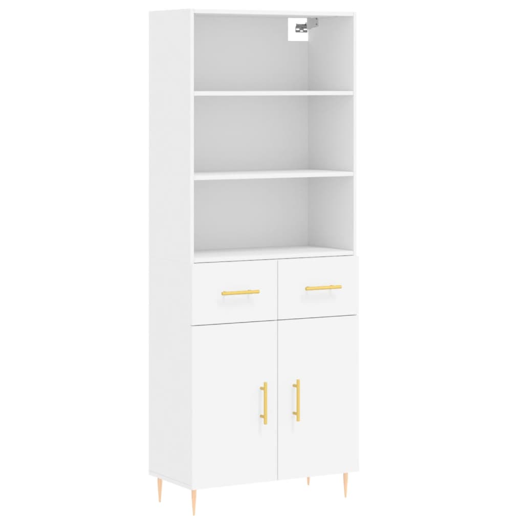 Highboard White 69,5x34x180 cm Engineered Wood