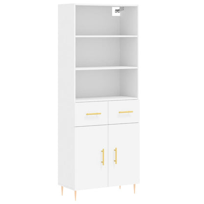 Highboard White 69,5x34x180 cm Engineered Wood