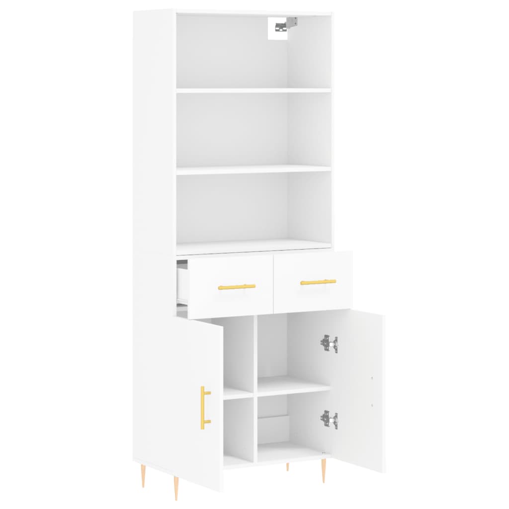 Highboard White 69,5x34x180 cm Engineered Wood