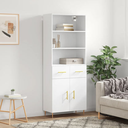 Highboard White 69,5x34x180 cm Engineered Wood