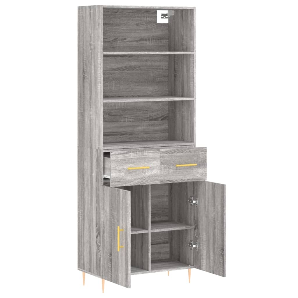 Highboard Grey Sonoma 69.5x34x180 cm Engineered Wood