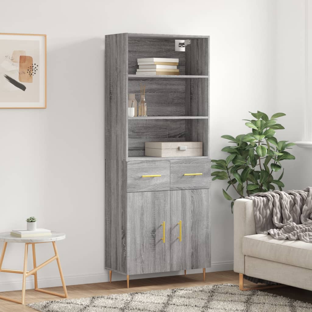 Highboard Grey Sonoma 69,5x34x180 cm Engineered Wood