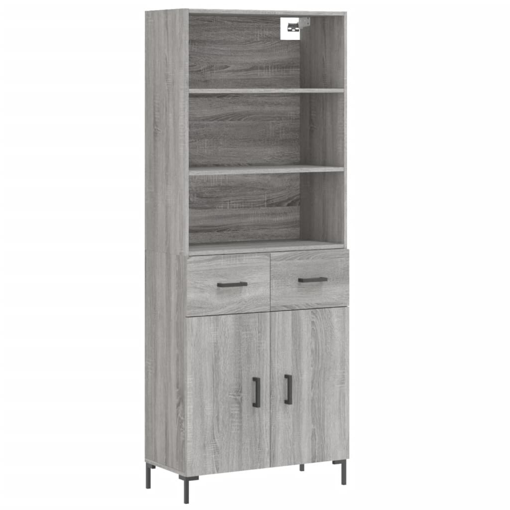 Highboard Grey Sonoma 69,5x34x180 cm Engineered Wood