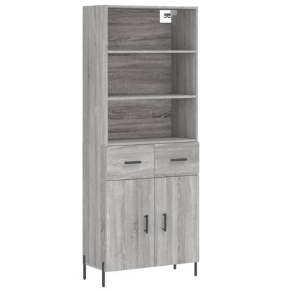 Highboard Grey Sonoma 69,5x34x180 cm Engineered Wood