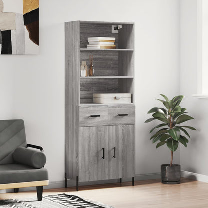 Highboard Grey Sonoma 69,5x34x180 cm Engineered Wood