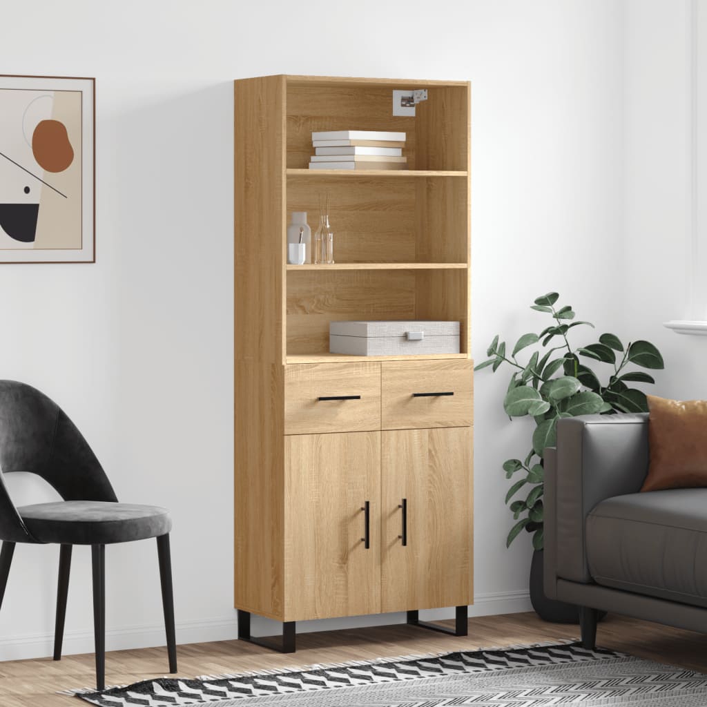 Highboard Sonoma Oak 69.5x34x180 cm Engineered Wood