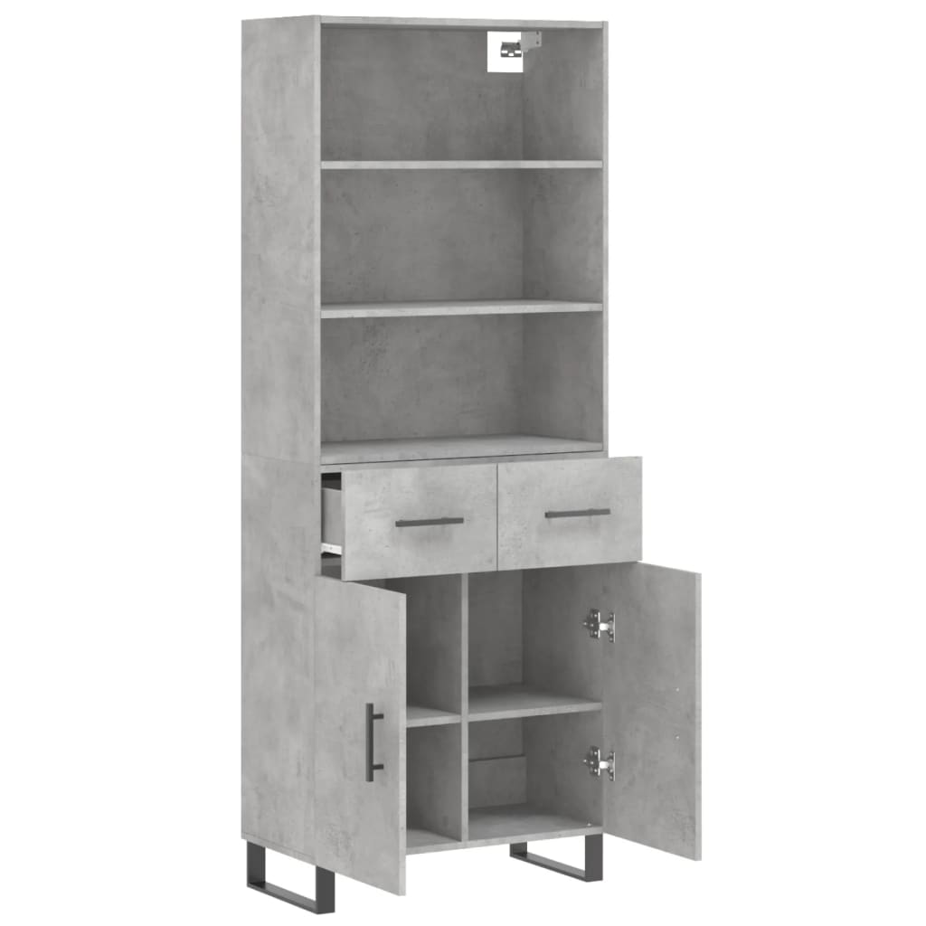 Highboard Concrete Grey 69.5x34x180 cm Engineered Wood
