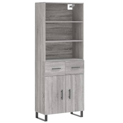 Highboard Grey Sonoma 69,5x34x180 cm Engineered Wood
