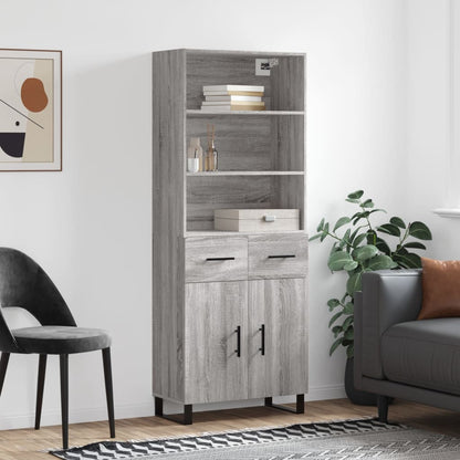 Highboard Grey Sonoma 69,5x34x180 cm Engineered Wood