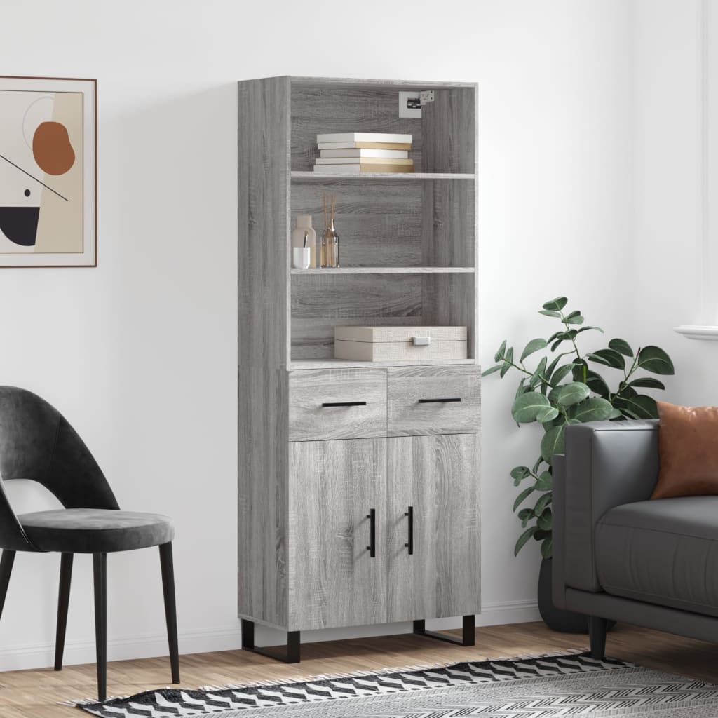 Highboard Grey Sonoma 69.5x34x180 cm Engineered Wood