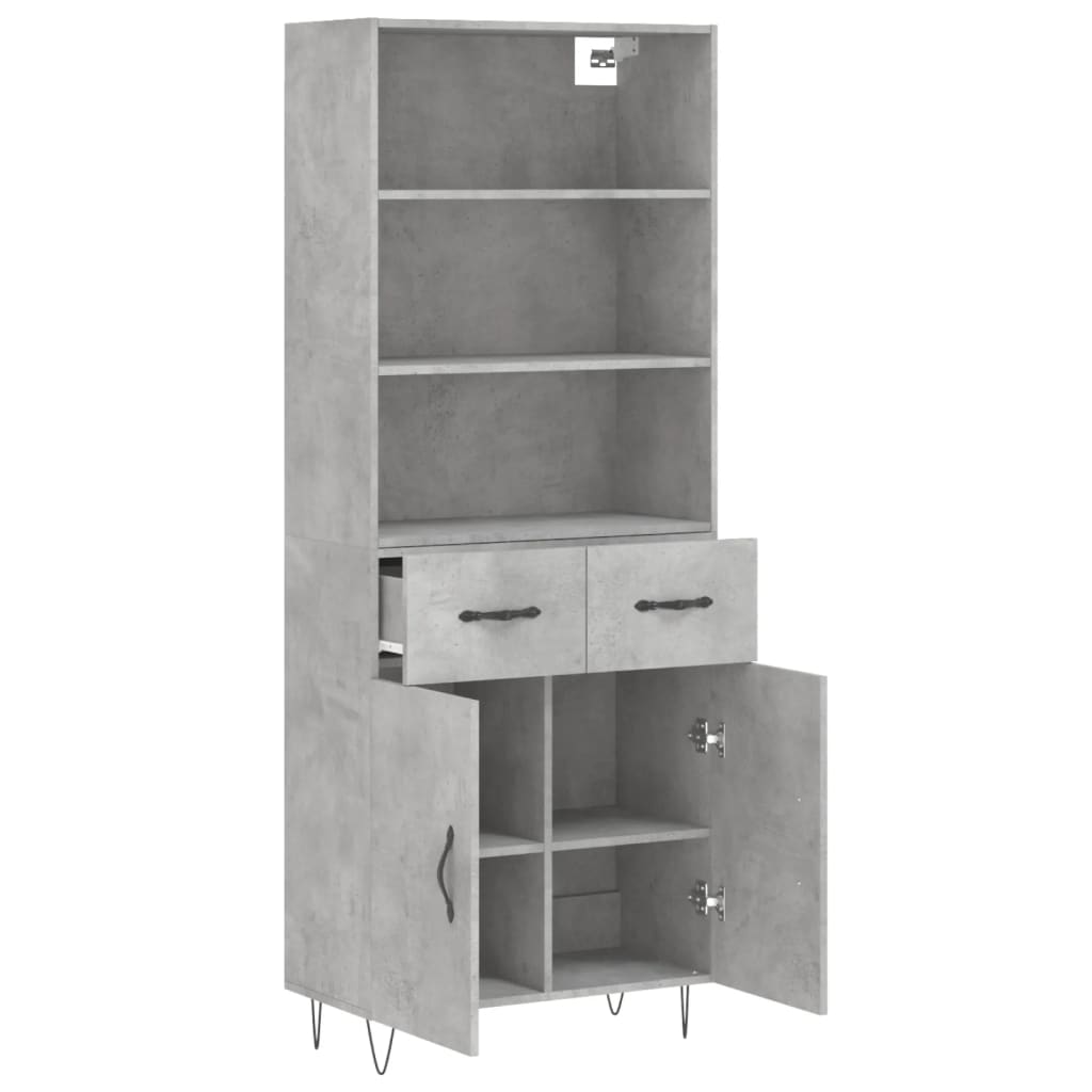 Highboard Concrete Grey 69,5x34x180 cm Engineered Wood
