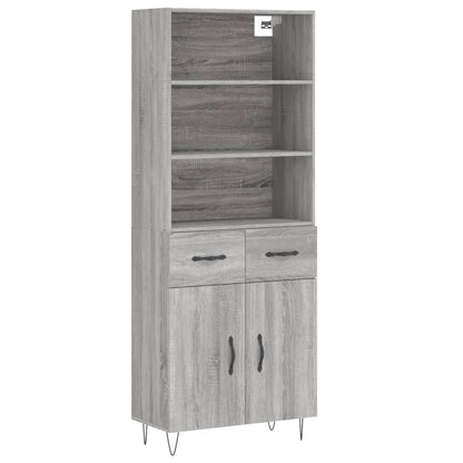 Highboard Grey Sonoma 69.5x34x180 cm Engineered Wood