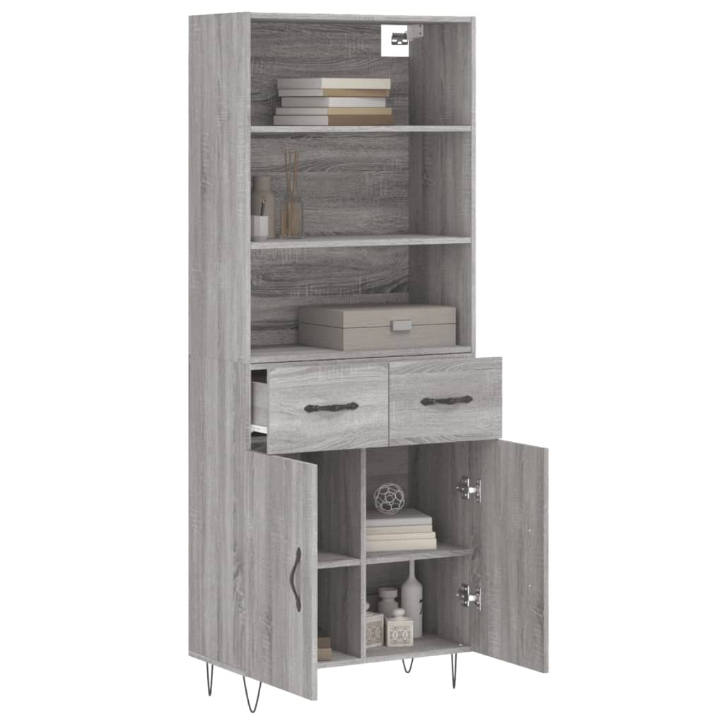 Highboard Grey Sonoma 69,5x34x180 cm Engineered Wood