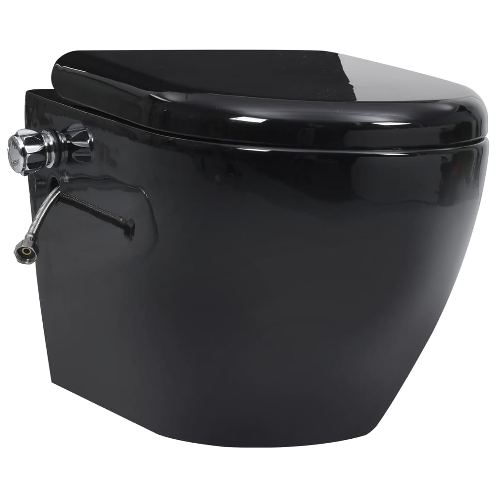 Wall Hung Rimless Toilet with Concealed Cistern Black Ceramic