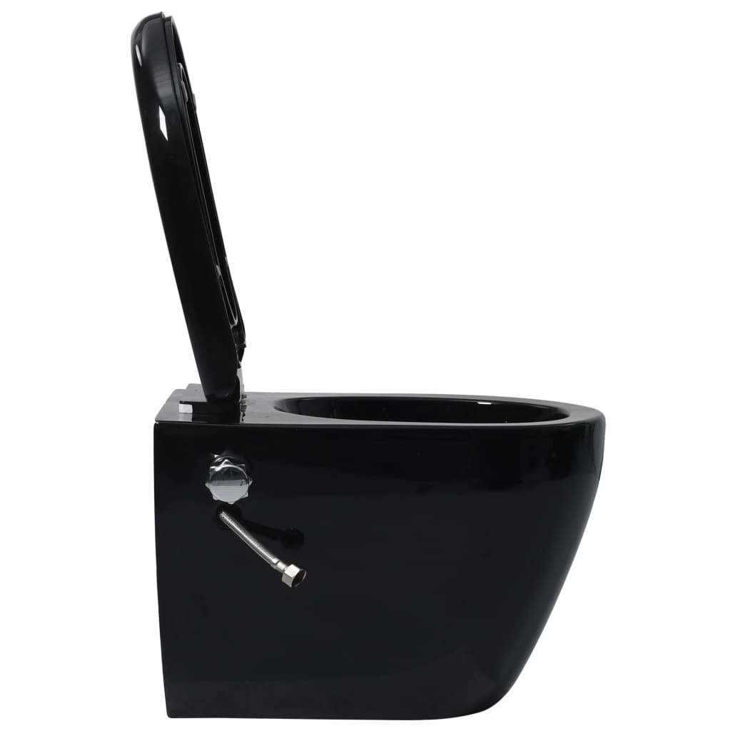 Wall Hung Rimless Toilet with Concealed Cistern Black Ceramic