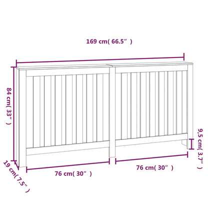 Radiator Cover Grey 169x19x84 cm Solid Wood Pine
