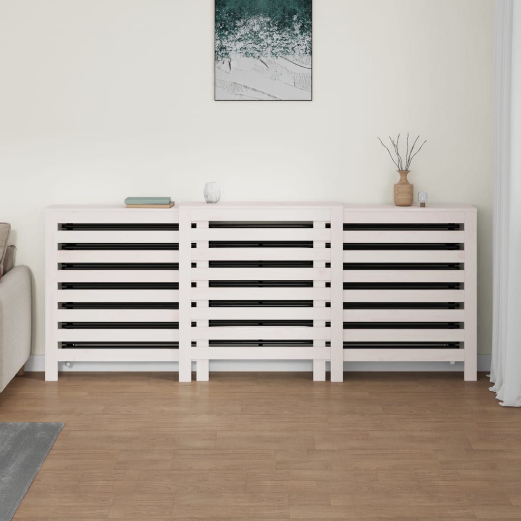 Radiator Cover White 210x21x85 cm Solid Wood Pine